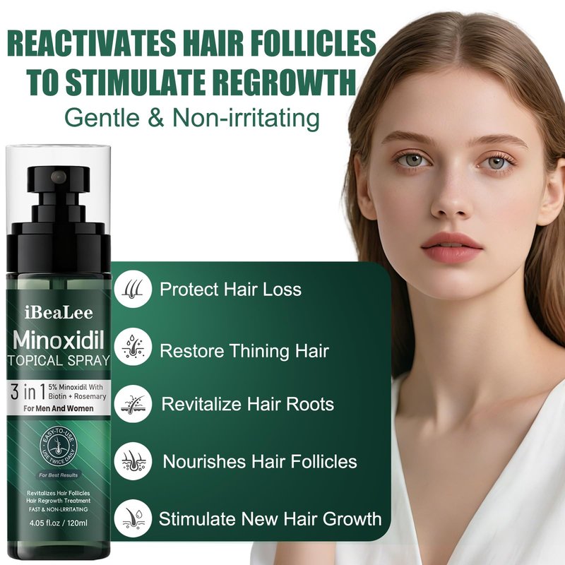 5% Minoxidil for Men - Minoxidil for Women Hair Growth Treatment Beard Growth Serum,Biotin & Rosemary to Fight Hair Loss, Strengthens Weak Roots, Repairs Thinning Hair