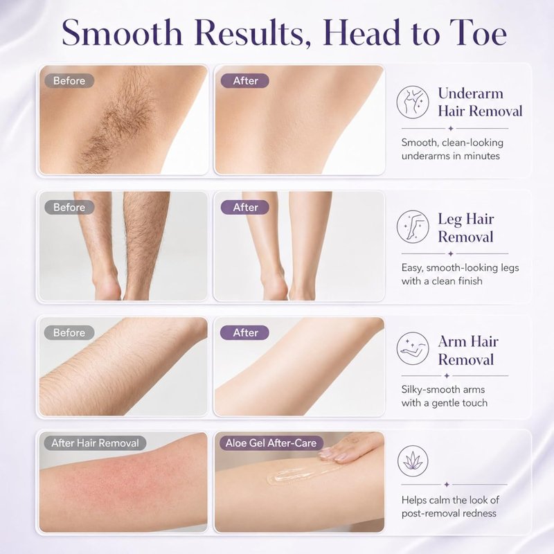 Body Hair Removal Cream - Painless Aloe Gel for Sensitive Skin | 6.35 Fl Oz 2-in-1 Kit for Arms, Legs & Bikini Line