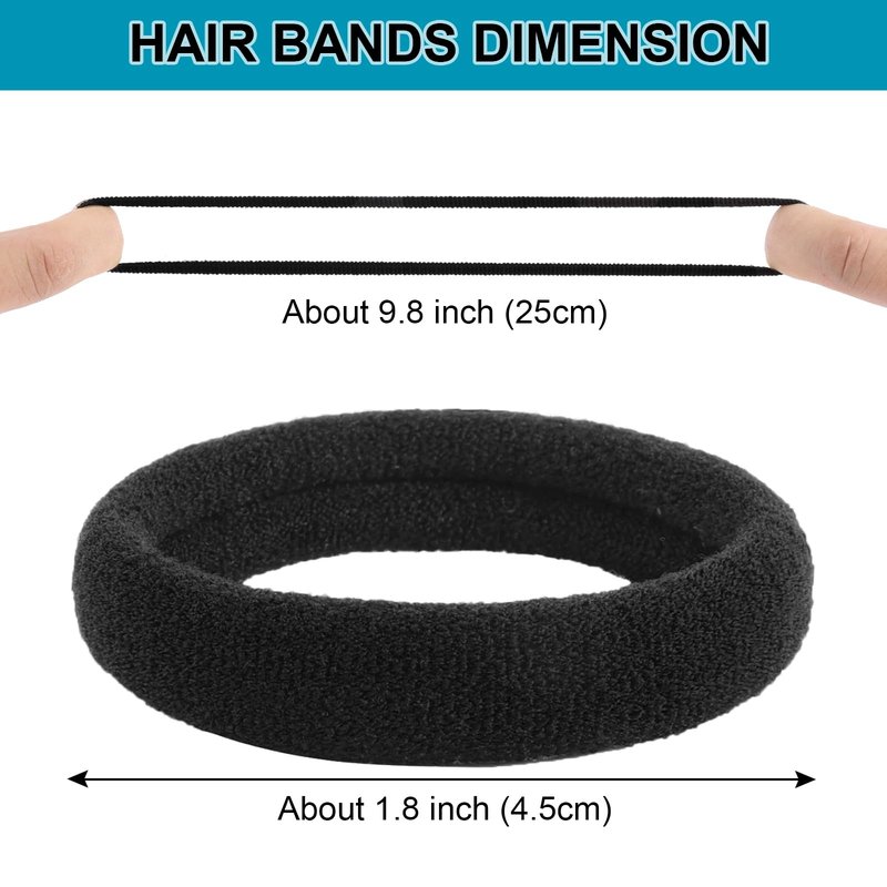 120PCS DWKFEOQ Black Hair Ties for Women Girls, Elastic Ponytail Holders, Cotton Seamless Hair Bands, No Damage for Thick Hair, 1.89 Inch in Diameter (Black)