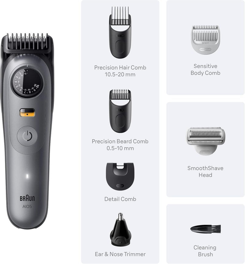 Braun Series 5 All-in-One Beard & Body Grooming Kit - Cordless Trimmer & Shaver for Men | AIO 5510