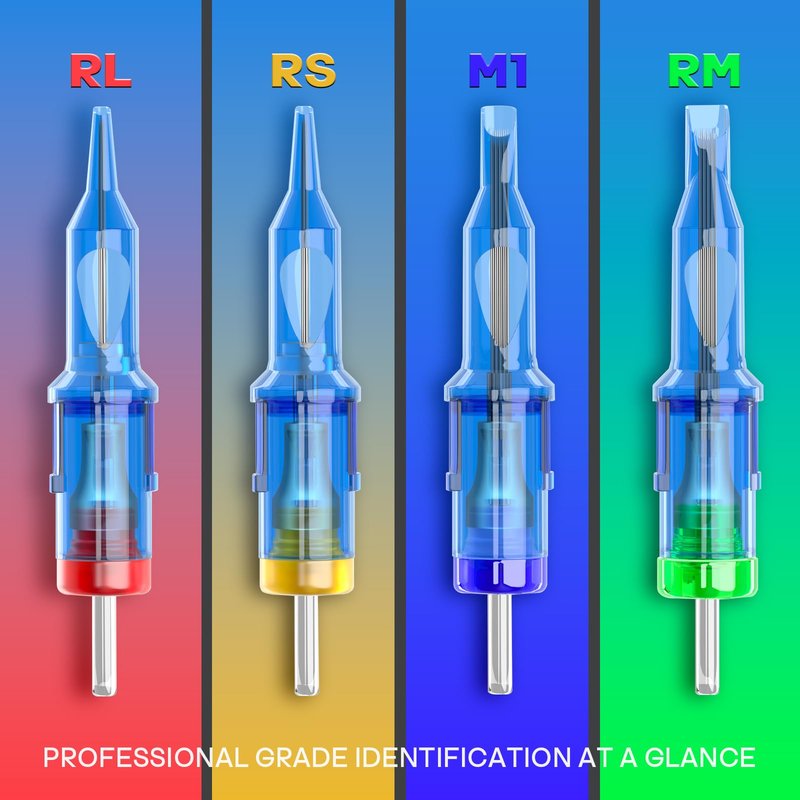 Poseidon V3 Tattoo Cartridge Needles 50PCS Mixed Size Steriled Needles with Membrane Safety Cartridges Round Liner Mixed 3RL 5RL 7RL 9RL 11RL (50pcs #12 Standard RL)