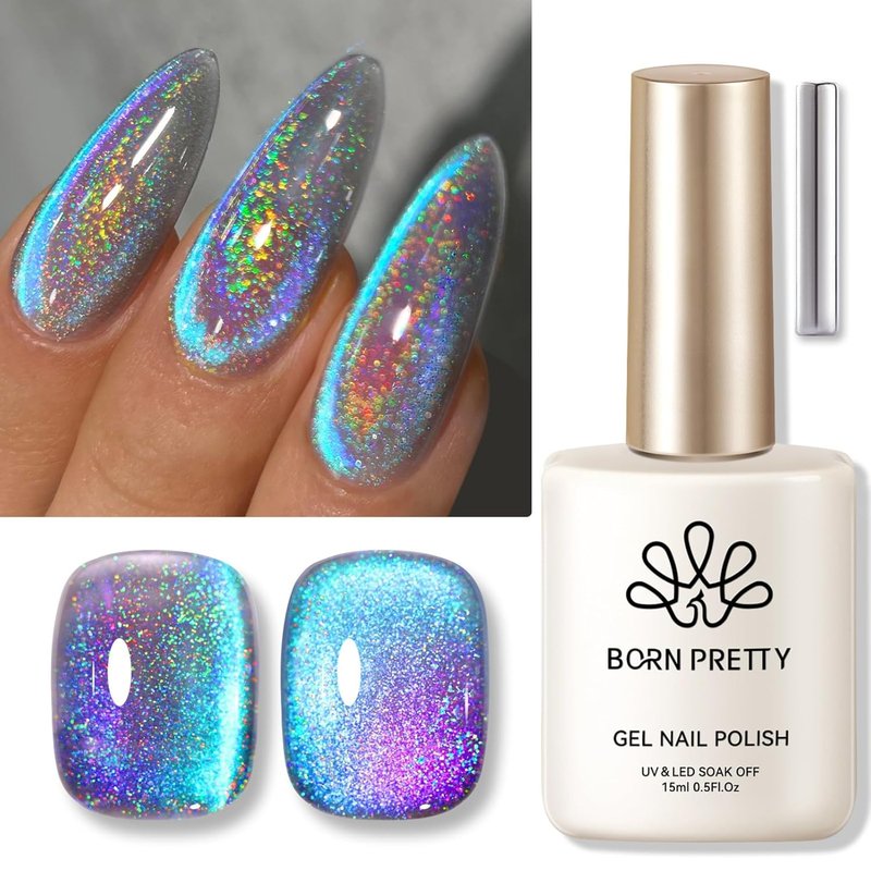 9D Cat Eye Magnetic Gel Nail Polish - Holographic Rainbow Colors | Blue & Purple, 15ML for Stunning Nail Art