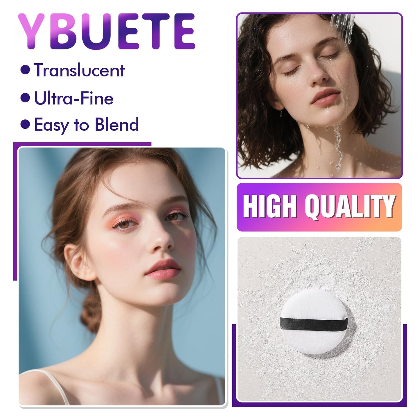 YBUETE Translucent Loose Face Powder, Long Lasting Matte Finishing White Face Paint Setting Powder, Oil Control Natural Talc-Free Setting Powder with Sifter for Halloween SFX Carnival Cosplay Makeup