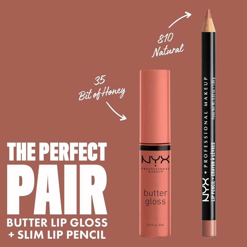 NYX PROFESSIONAL MAKEUP Butter Gloss - Non-Sticky Lip Gloss in Bit Of Honey (Peach Nude)