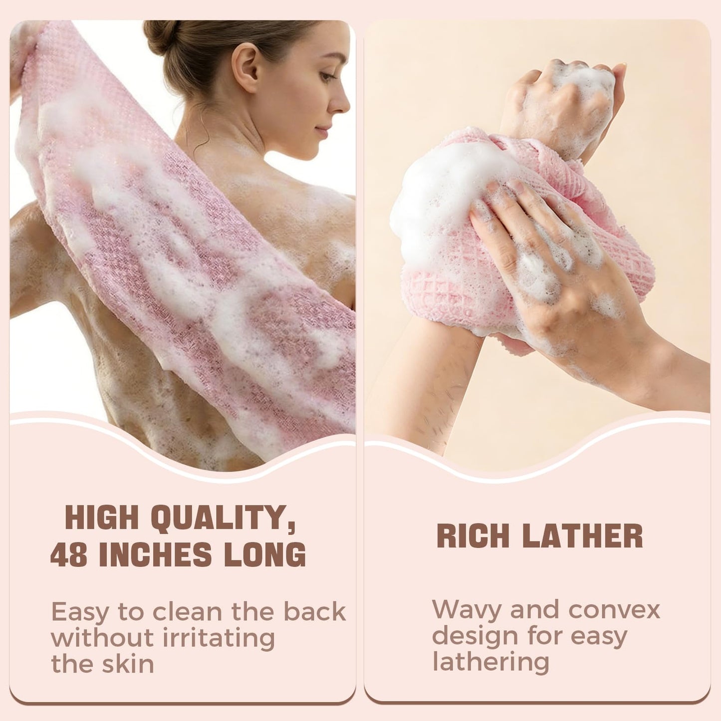 sniqafo 2 Pack Exfoliating Shower Towel, Exfoliating Body Scrubber Bath Towel for Shower, Premium Microfiber Scrub Towel,Deep Cleansing, Remove Dirt, Oil & Dead Skin, Quick-Drying Durable & Gentle