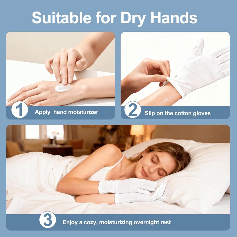 42-Pack White Cotton Gloves, for Dry Hands Sleeping Eczema Care and Night-Time Moisturizing, Unisex Soft Sleep Elastic SPA Glove Set, Jewellery Inspection, Arts Crafts, Wedding, Halloween Costumes