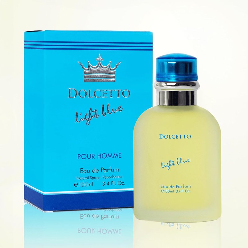 NovoGlow Dolcetto Light Blue Eau De Parfum for Men | 3.4 Fl. Oz. Woody Floral & Aquatic Scent, All-Day Freshness