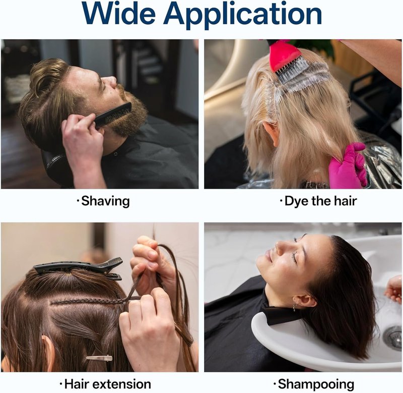 Professional Hair Cutting Capes - 10 Pcs Adjustable Waterproof Barber Capes for Adults | Black