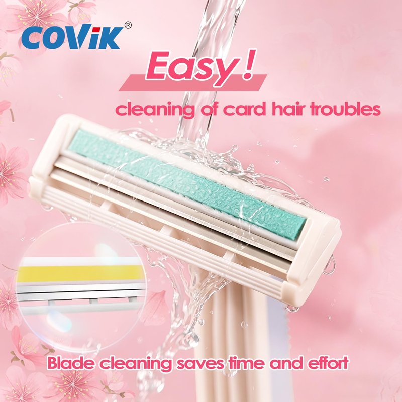 COVIK Women's Disposable Razors, 6 Count Shaving Razors for Women, 2 Blade Razor for Women Sensitive Skin Smooth Hair Removal (1 Packages of 6 Razors)