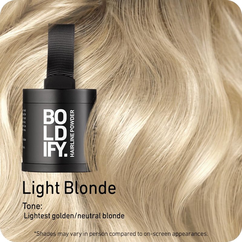 BOLDIFY Hairline Powder (LARGE, 10g) - Water-Resistant Root Touch Up Hair Color for Gray Coverage - 24-Hour Stain-Proof, Mess-Free Hair Powder for Thinning Hair - Light Blonde