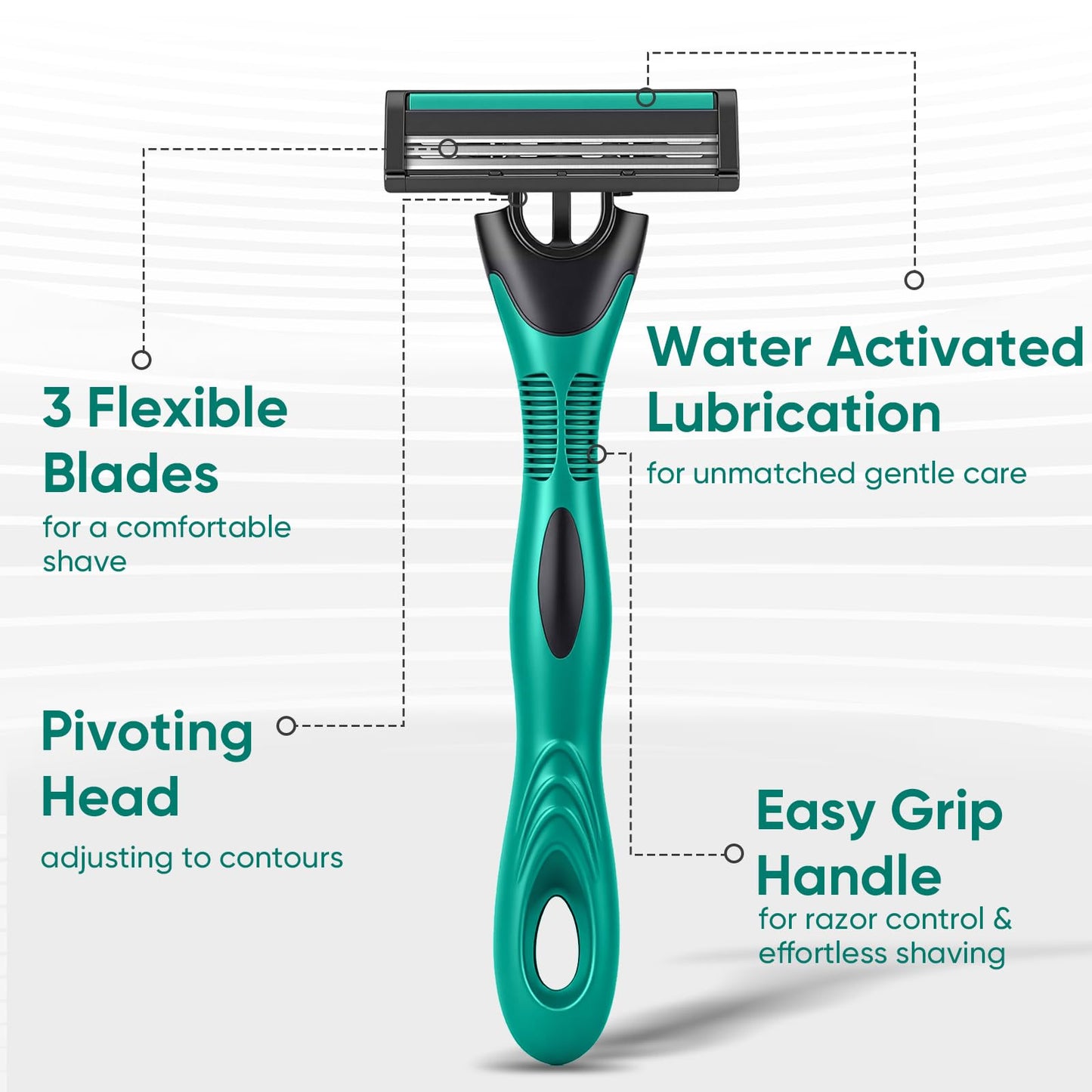 Comfycheer 20 count Disposable Razors Blades for Men，3-Blade Razors，Bulk Stainless Steel Shavers with Lubricating Strip for Shaving Sensitive Skin