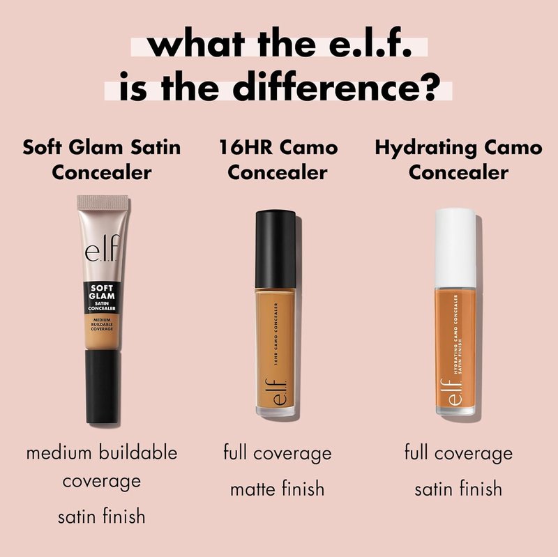 e.l.f. Soft Glam Satin Concealer - Medium Coverage, Crease-Resistant, Long-Lasting | 41 Tan Neutral