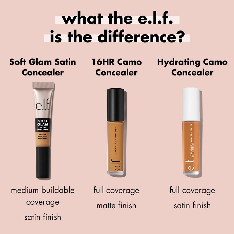 e.l.f. Soft Glam Satin Concealer, Medium Coverage For Blemishes & Under-Eye, Crease-Resistant, Long Lasting, Vegan & Cruelty-Free, 43 Tan Cool