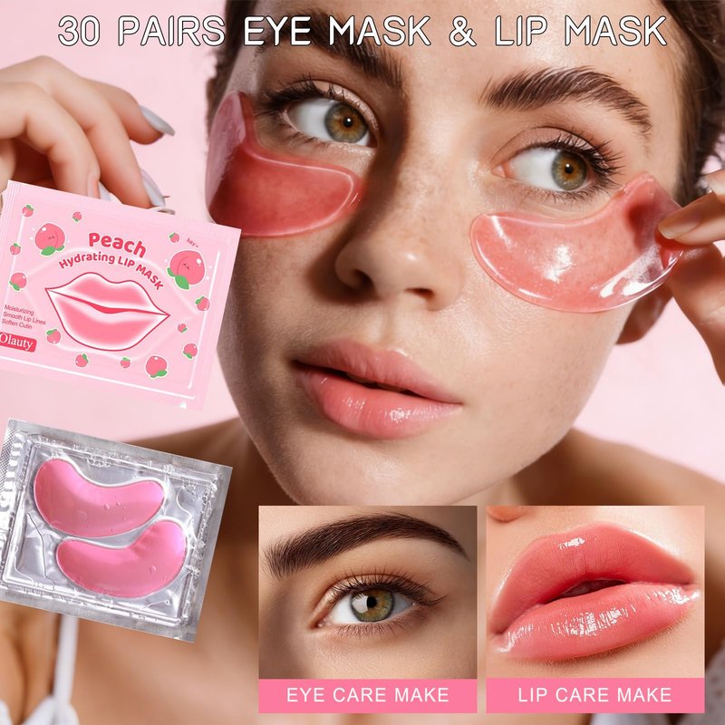30 Pairs Eye Mask & Lip Mask,Under Eye Patches for Puffy Eyes,Lip Mask Skincare,Small Gifts,Wedding Bridesmaid Gifts,Bulk Gifts,Bachelorette Party Favors,Birthday Party Favors,Graduation Gifts