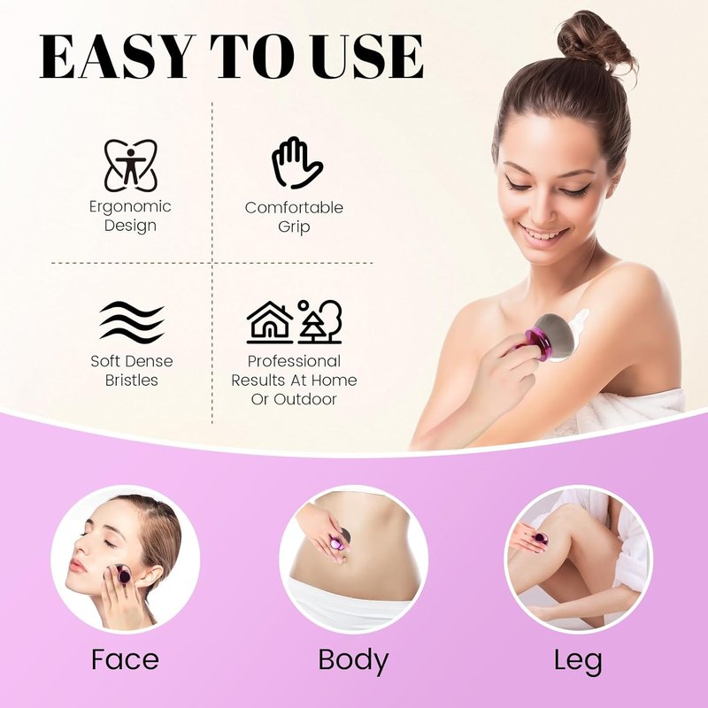 Extra Large Body Makeup Brush For Self Tanner,Makeup Brush For Self Tanner Face Leg,Self Tan Back Applicator,3.2in Sphere Kabuki Brush For Bronzers Blend Self Tanning with Drawstring Bag Purple Vegan