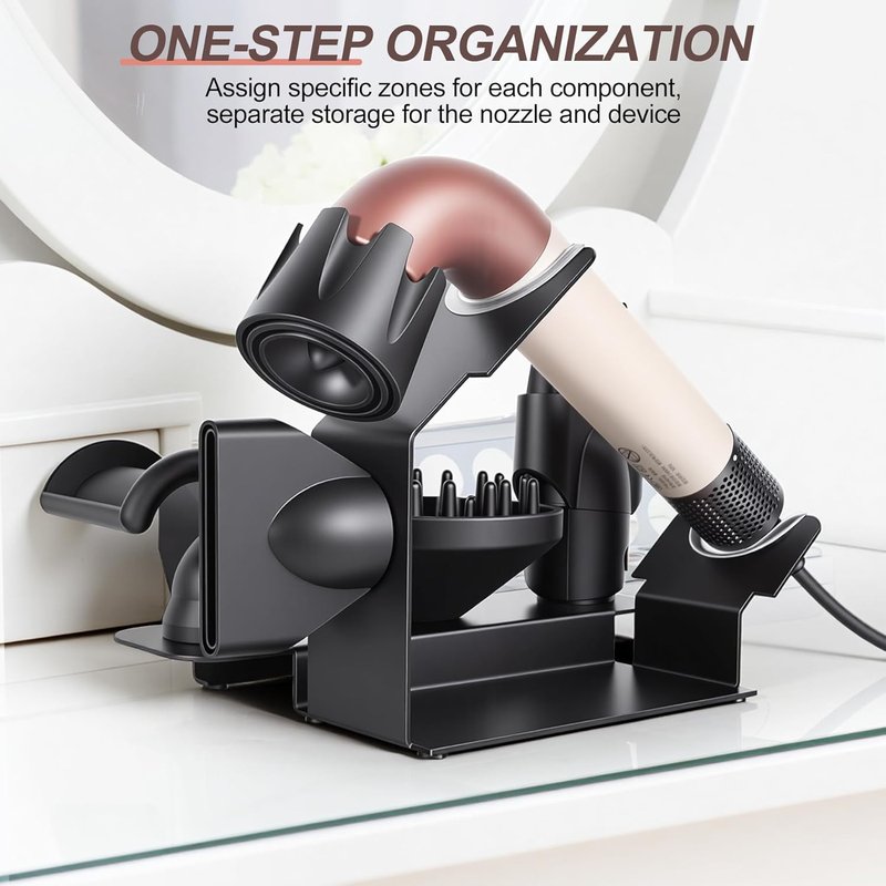 Affogato Hair Dryer Holder - Magnetic Organizer Stand for Dyson Supersonic | Durable Steel with 4 Holes
