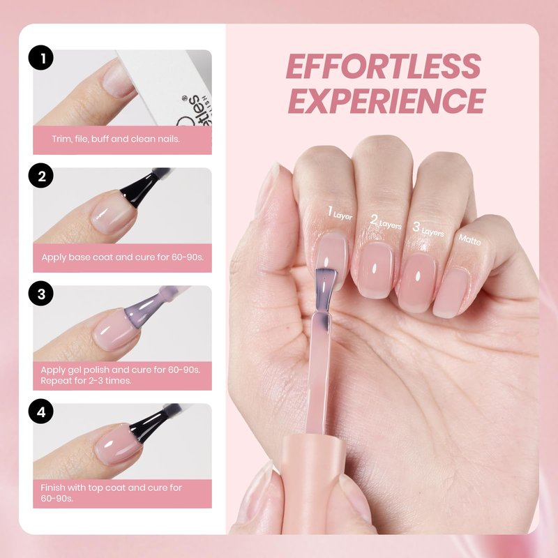 Beetles Nude Pink Gel Nail Polish - 15ml Jelly Neutral Nude Gel Polish Base Color Nail Concealer Sheer Translucent Effect Soak Off UV LED French Nail Art Salon DIY Manicure Gift for Women 0.5Oz