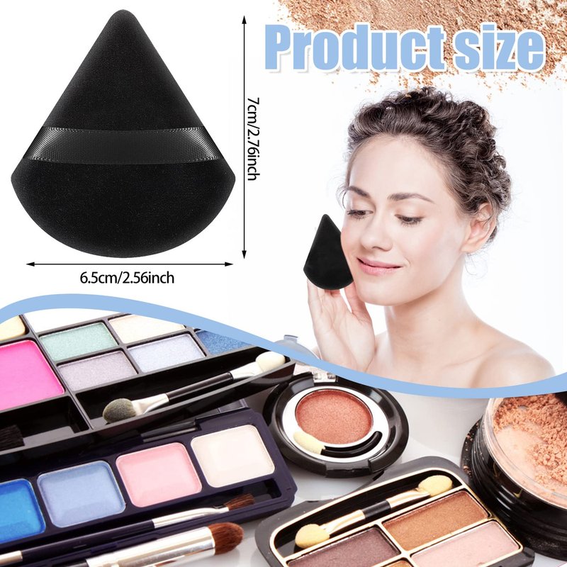 15-Piece Powder Puff Set | Soft Triangle Velour Makeup Sponges for Loose Powder & Foundation | Black, Pink, Flesh