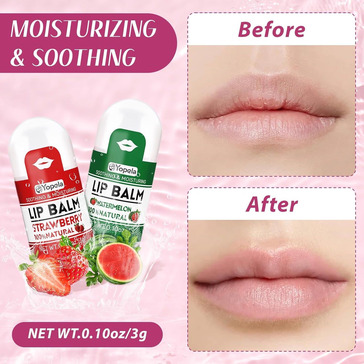 Yopela Mini Lip Balm - 42 Pack of Natural Lip Balms with Vitamin E & Coconut Oil | Moisturizing Gift Set for All Ages