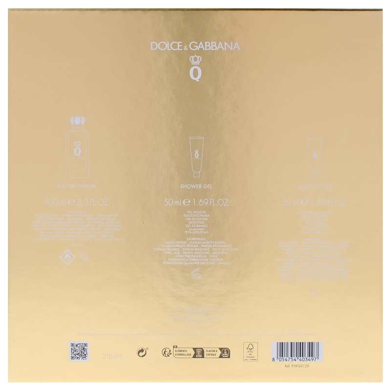 Dolce & Gabbana Q Women's Fragrance Gift Set - 3.3oz EDP Spray, 1.69oz Shower Gel & Body Lotion