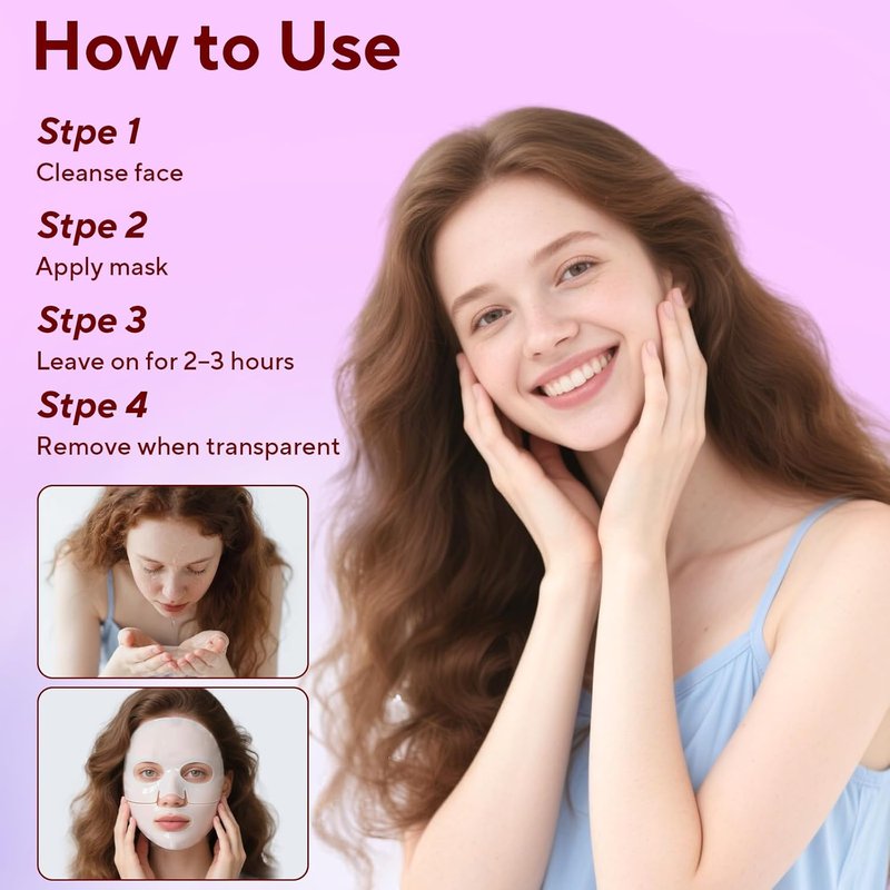 Collagen Face Mask - 4 Pack Bio-Collagen Deep Hydrating Overnight Masks for All Skin Types