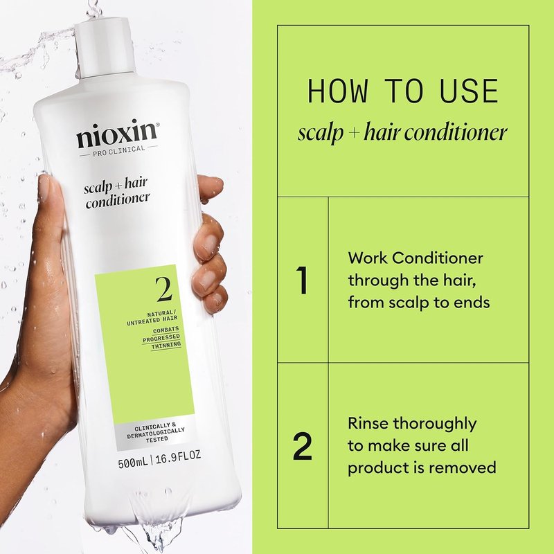 NIOXIN System 2 Scalp & Hair Thickening Conditioner - Boost Density with Niacinamide & Biotin | For Natural Hair