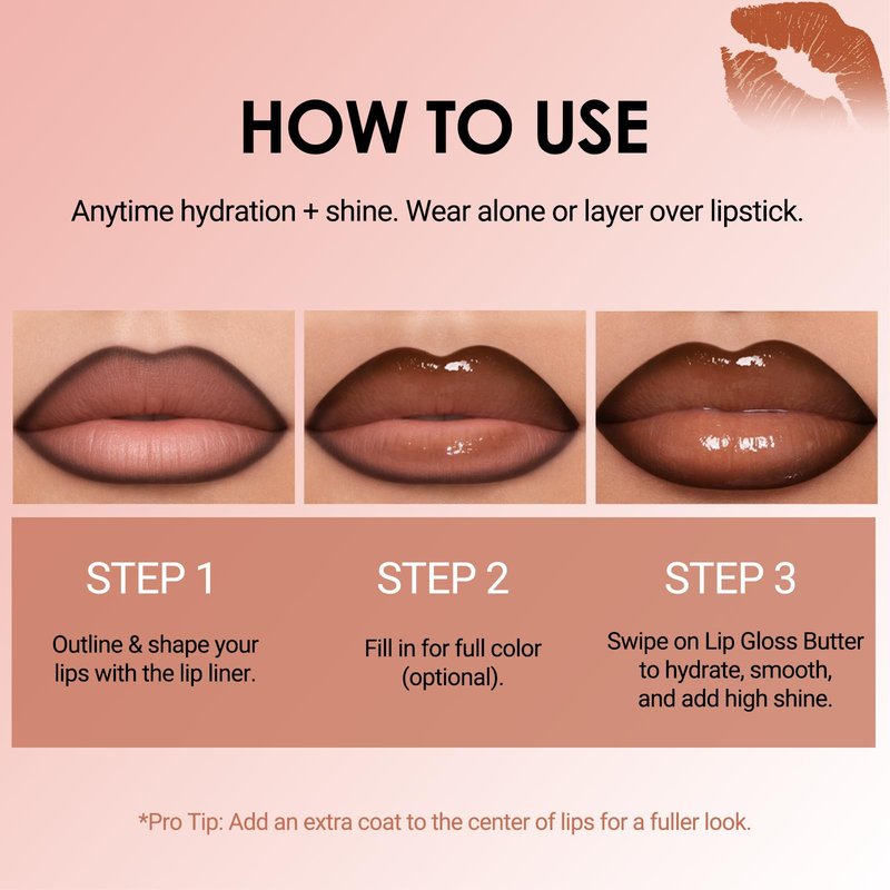 Erinde Lip Liner and Gloss Set, 2 Colors Nourishing Lip Gloss & Brown Lip Liner Combo Sets, Non-Sticky Plumping Lip Kit for Women, Lightweight Long Wear, Natural Nude Tinted Lip Glow Oil, SET B