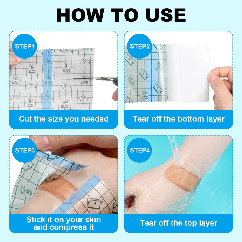 5 Rolls Tattoo Aftercare Bandage - Autdor 6"x 1 Yard Second Skin Tattoo Cover Up Patch Waterproof Tattoo Bandages Breathable Tattoo Cover Up Tape Transparent Tattoo Wrap for Protection Film
