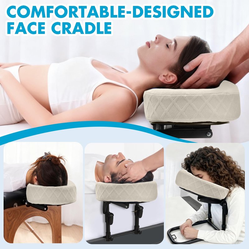 KONOVOLY Massage Headrest for Bed with Washable Pillowcase, Adjustable Home Mattress Top Massage Kit, Headrest Face Cushion, After Eye Surgery Face Down Pillow (Light Yellow)
