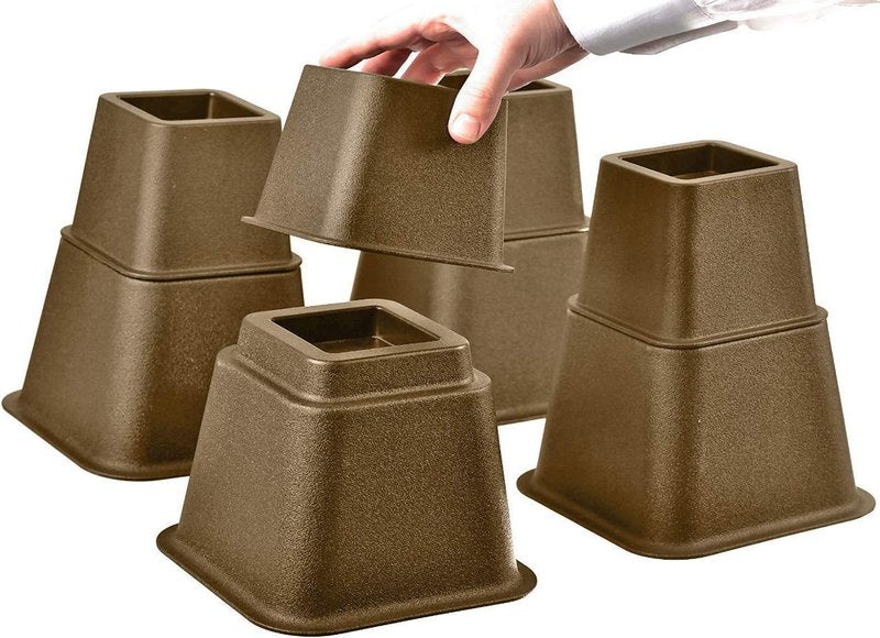 HOME IT Adjustable Bed Risers - Furniture Risers - Elevation in Heights 3, 5 or 8 Inch Heavy Duty Risers for Sofa and Table - Bed Lifts Bed Riser Set of 4 (Brown)