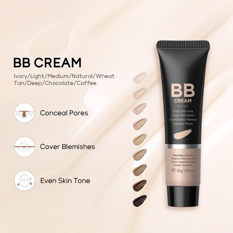 MIESCHER Hydrating BB Cream, Full-Coverage Foundation & Concealer Face Moisturizer for Women Beauty Skin, Even Skin Tone, Oil Control & Cover Flaws, Natural Finish for All Skin Types (Off-White 110)