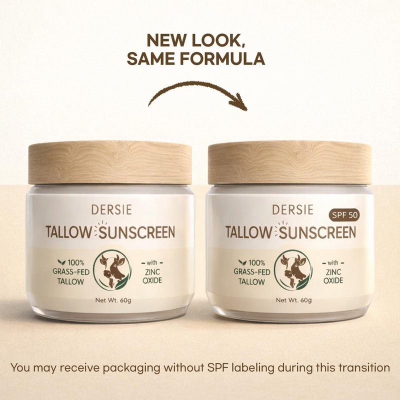 Dersie Tallow Sunscreen SPF 50 – Mineral UV Defense with Non-Nano Zinc Oxide – Face & Body Sun Protection for Adults & Kids – with 100% Grass-Fed Beef Tallow for Skin Comfort (2.1 oz)
