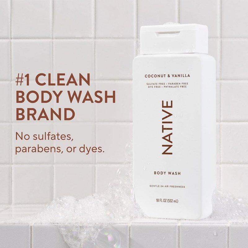 Native Body Wash - Naturally Derived Ingredients for Soft, Hydrated Skin | Coconut & Vanilla, 18 oz