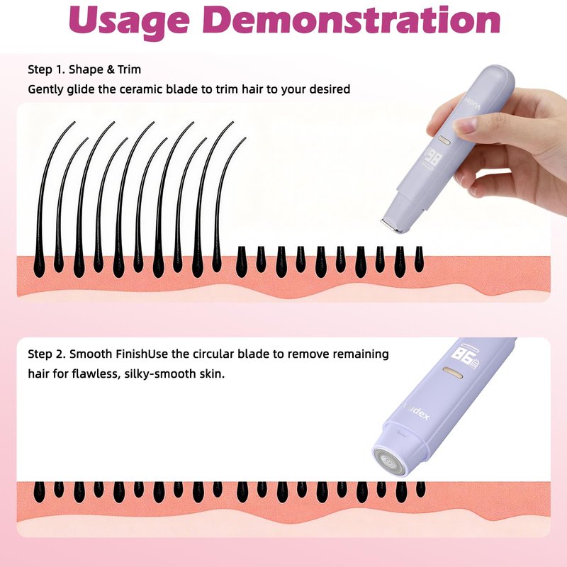 Bikini Trimmer for Women, Painless Electric Razor for Pubic Hair, Face, Legs, Underarms, IPX7 Waterproof Shaver with Ceramic Blades, USB Rechargeable, Portable for Travel, Gifts for Women (Purple)