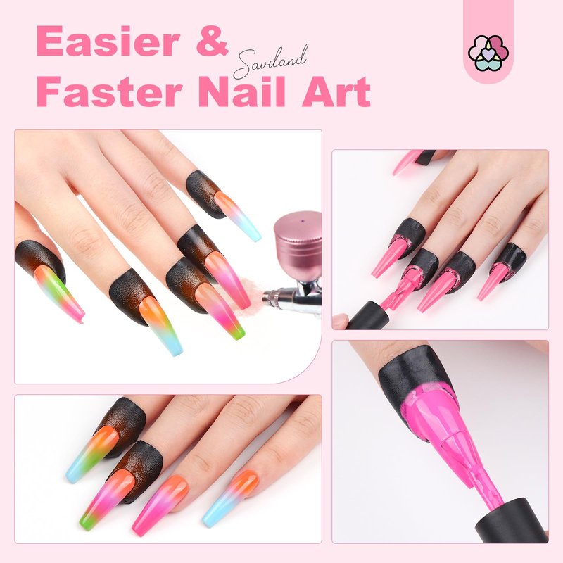 Saviland 100PCS Nail Polish Protector for Fingers: 99.99%+ U V Protection Cuticle Protector for Nails Painting U-Shaped Nail Protectors Peel Off Tip Tape for French Tip Stamp Nails Art