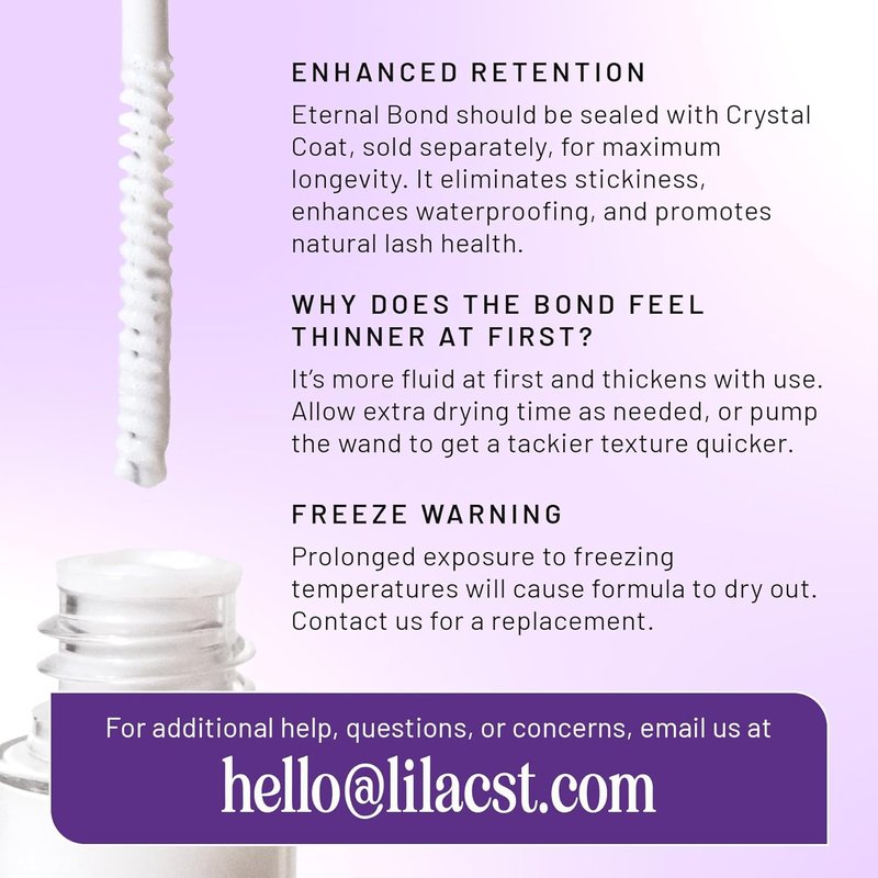 Eternal Bond Lash Cluster Glue - Strong, Flexible Hold | Waterproof, Sensitive Eyes Safe - Mini Mascara Wand Applicator - 0.16 fl oz