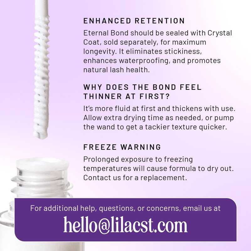 Lilac St - Eternal Bond (Clear) Lash Glue & Lash Crystal Coat - Long Lasting & Fast Drying Lash Glue - Sealant for Extended Lash Wear, Reduce Stickiness & Keeps Lashes Clean - Waterproof, Vegan