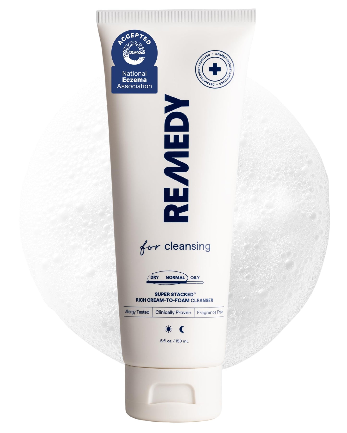 Remedy Cream-to-Foam Cleanser - Hydrating Face Wash with Ceramides, Hyaluronic Acid and Glycerin - Fragrance Free & Eczema Seal Certified - by Dermatologist Dr Shah | 5 fl. Oz