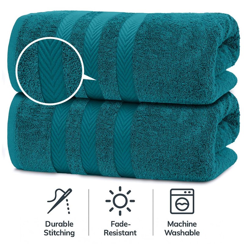 RIVERSIDE Pack of 2 Extra Large Bath Sheets 35 x 70 Inches, 100% Ring Spun Cotton, Hotel Quality, Oversized Bath Towels for Adults, Soft, Highly Absorbent & Quicker to Dry, Teal