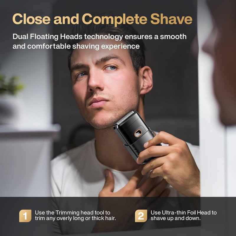 Skiennix Electric Foil Shaver - Waterproof Cordless Razor with LED Display | Dual Floating Heads, Perfect for Travel