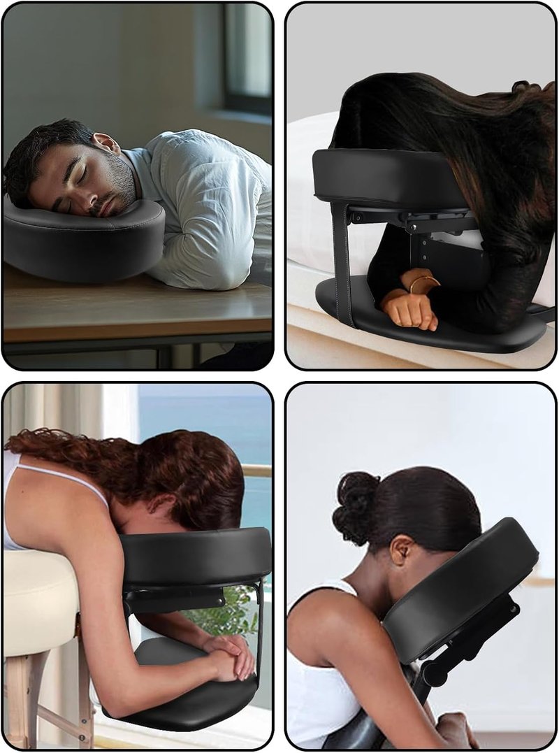 EBANKU Mattress Top Massage Kit, Adjustable Massage Headrest Face Cradle Cushion, Face Down Pillow with Massage Table Arm Rest for Bed at Home(Black)