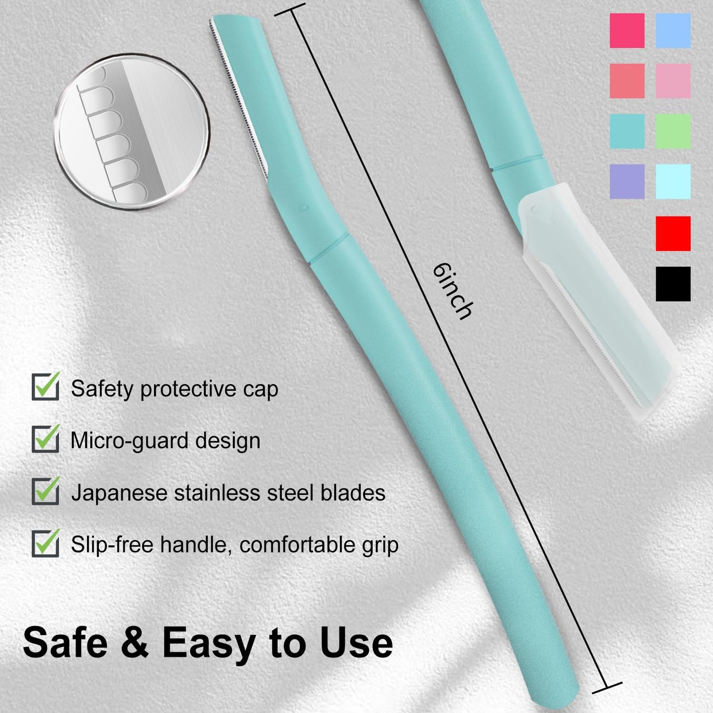 Dermaplane Razor, Face Razors for Women, Dermaplaning Tool with Microblades for Face, Gentle Facial Exfoliation, Peach Fuzz Removal and Eyebrow Shaping, Skin Care Tool for Smoother Skin, Teal