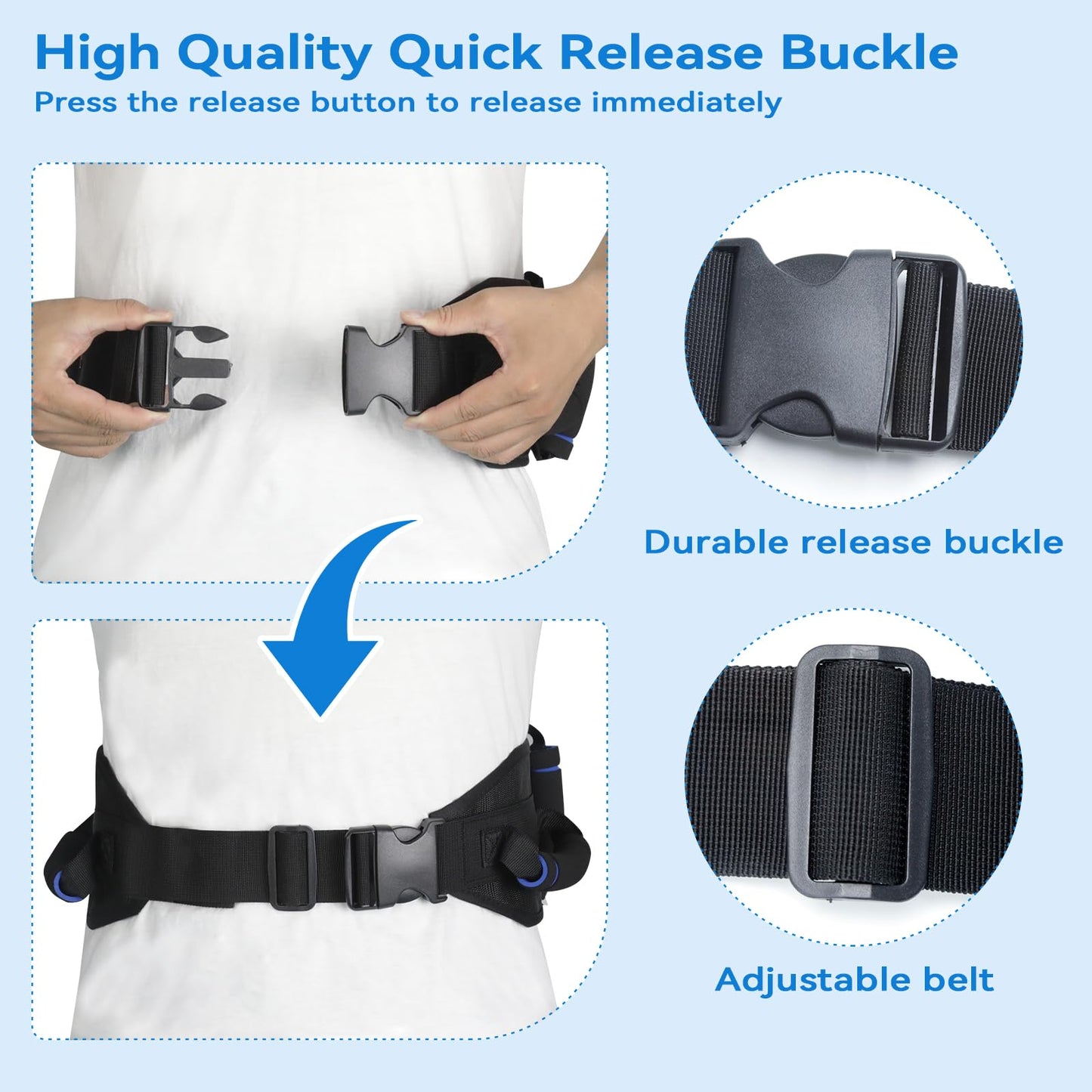 Gait Belts for Seniors, Gate Belt Medical for Elderly with 7 Handles, Patient Transfer Belt, Lift Belts Physical Therapy with Quick Release Buckle Standing Aids & Support for Elderly Safety Belt
