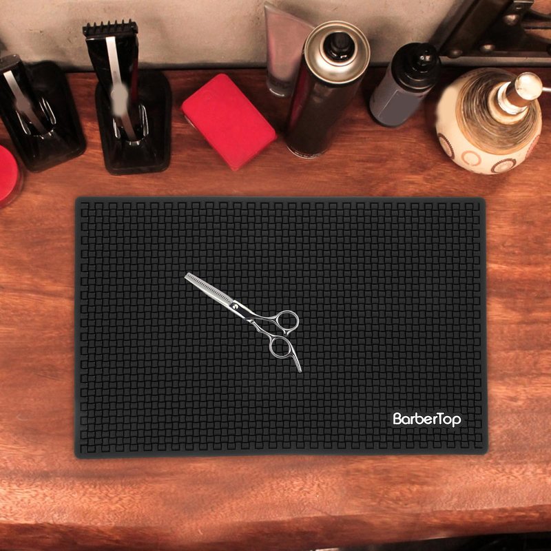 Angoily Barber Mat Silicone Anti-Slip Pad for Salon Station Organizer Hair Styling Tools Heat Resistant Waterproof Countertop Work Mat 11.81X7.48 Inch