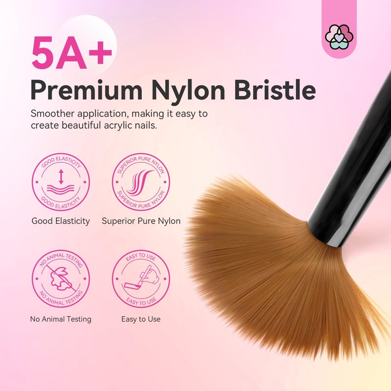 SAVILAND Acrylic Nail Brushes Set: Sizes 8, 10, 14 Nail Brushes for Professional Acrylic Powder Applications, Nails Extension, 3D Carving for Home Salon DIY Nail Art Brush Manicure Acrylics Tools Pink