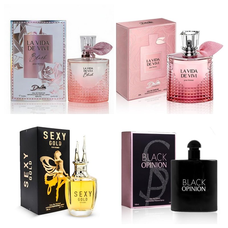 A CENTER Women's Perfume Set 4PCS Multi Scent Combo - Floral Long Lasting Fragrance Gift Set with Vanilla,Rose,Jasmine,Sandwood,Musk Eau De Parfume 3.4 Fl Oz Each for Daily Use