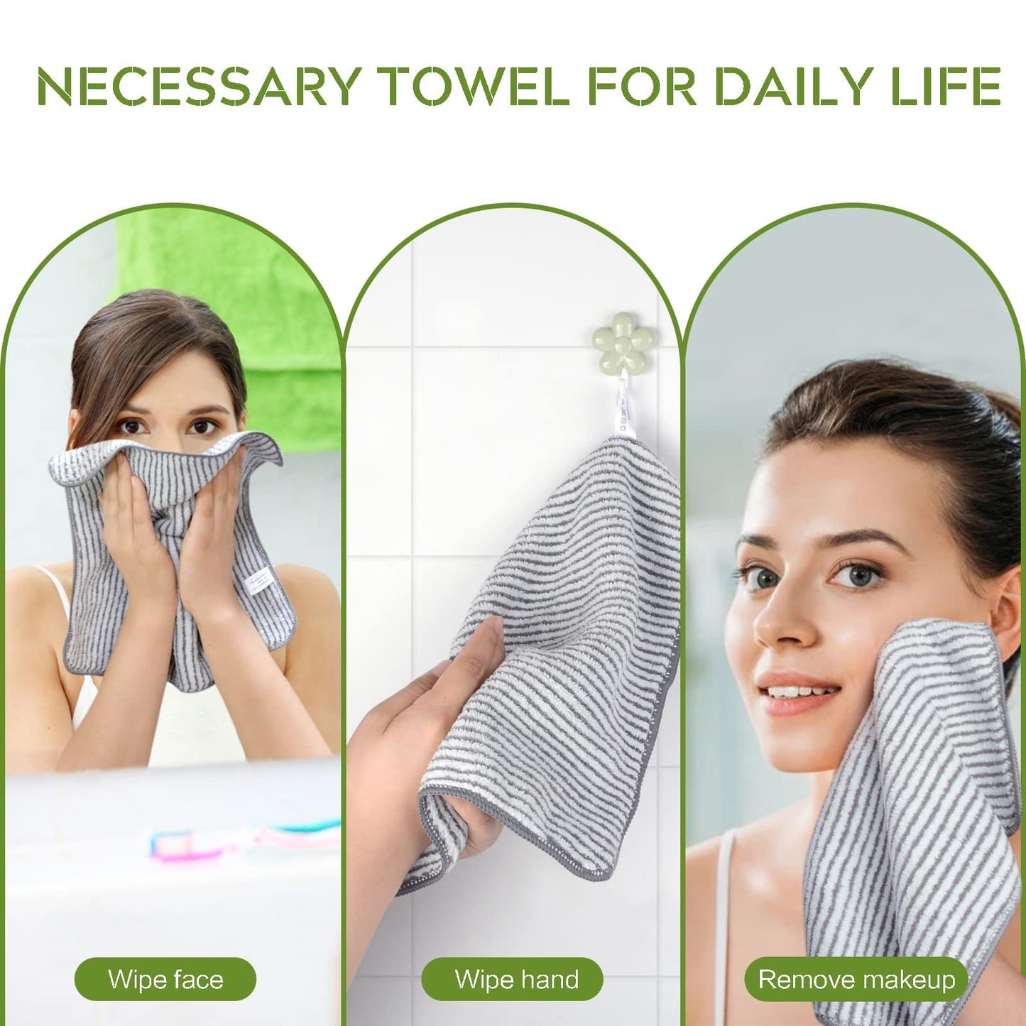SINLAND Microfiber Face Cloths Highly Absorbent Washcloths Soft Feel Fingertip Towels Multi-Purpose Wash Cloths for Bathroom, Gym, Hotel, Spa and Kitchen, 12Inch x 12Inch