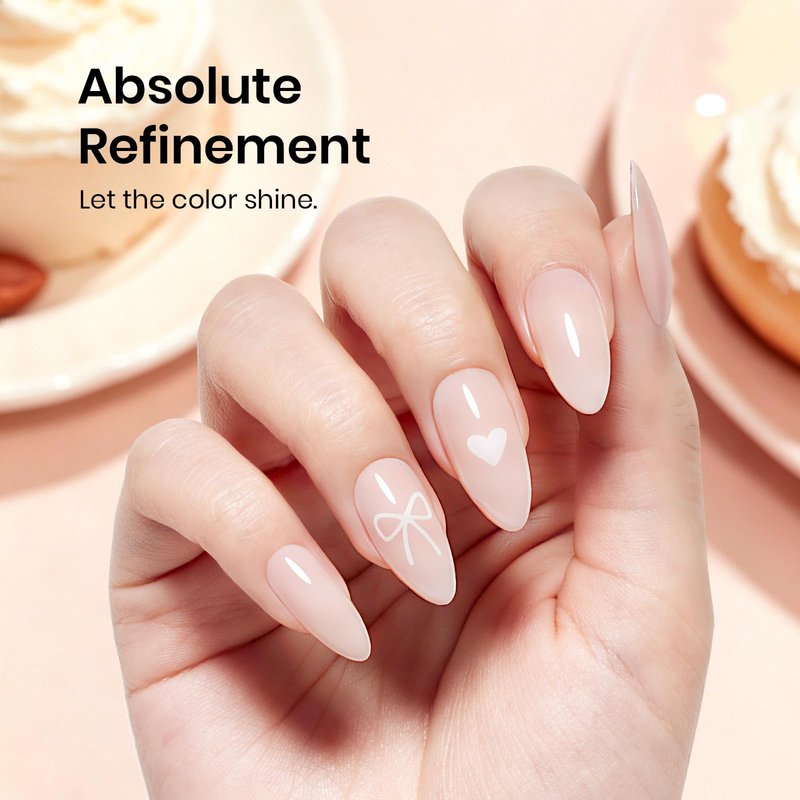 Beetles Nude Gel Nail Polish - Creamy Almond 15ML/0.51Fl Oz, Nude Gel Polish, Same Color Bottle, Soak Off UV LED Lamp Summer Nails Art, Long-Lasting Manicure Salon DIY French Nails Home