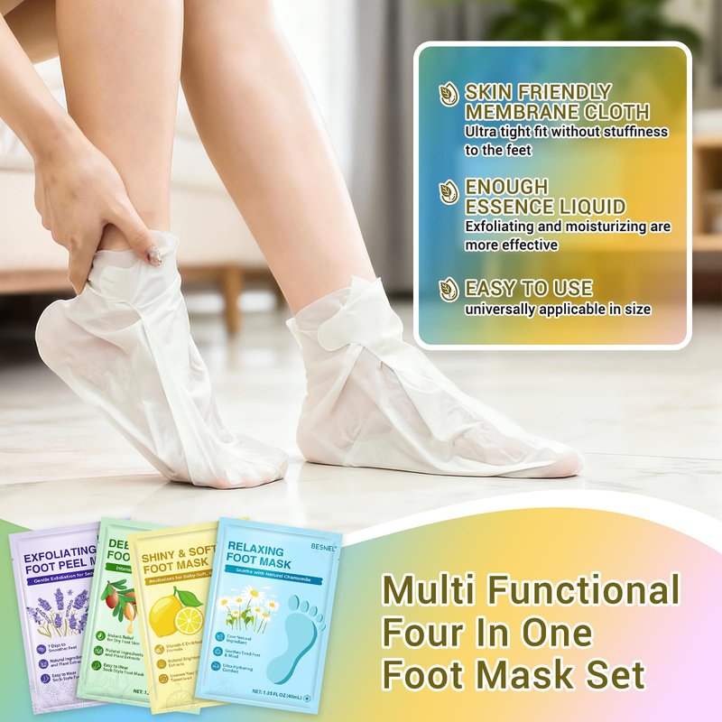 16 Pack Moisturizing Foot Mask,Hydrating Foot Masks for Dry Cracked Feet,Soothing Dry Skin Moisturizer Socks for Baby Soft Feet,Teacher Appreciation Gifts,Foot Care Spa Gifts for Women Men(4 Styles)