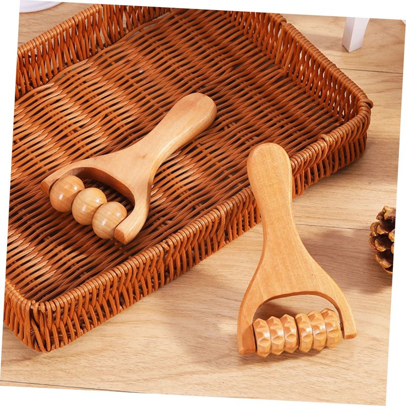 GLEAVI 3pcs Massage Hand Roller ：Massagers for Neck Wooden Massager Tool Massage Stick Roller Compact Shoulder Massager Rolling Foot Massager Facial Massager for Face and Neck
